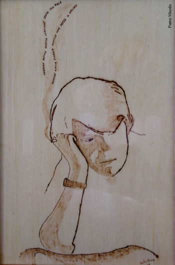 Fabrizio visto da Pietro Vilardo, pirografia su legno, 2006